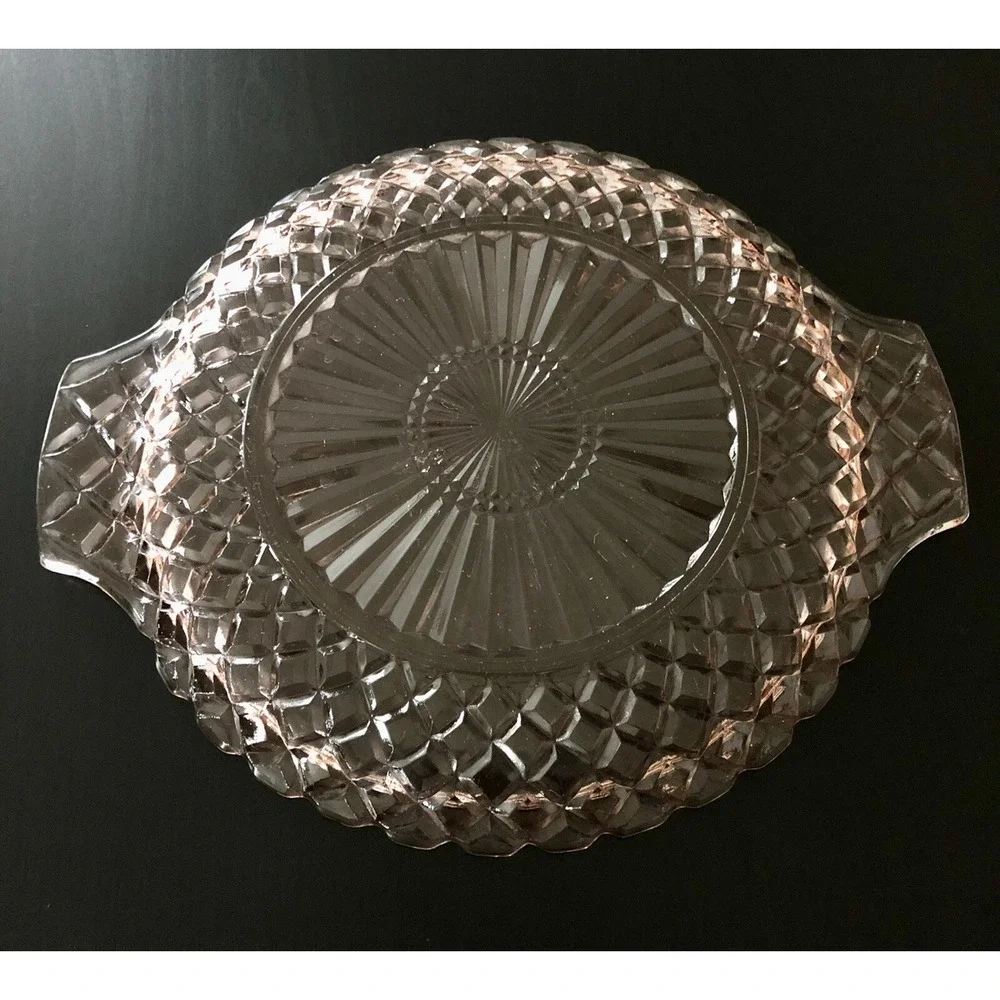 Pink Depression Glass‎ Anchor Hocking Waterford Waffle Sandwich Serving Tray 12